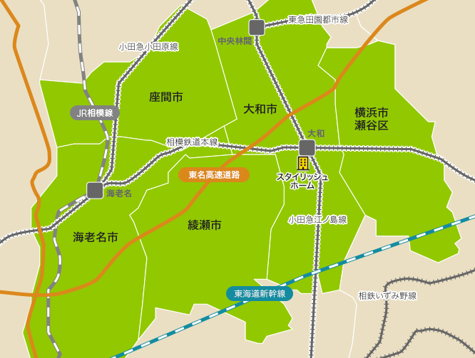 大和市周辺学区地図